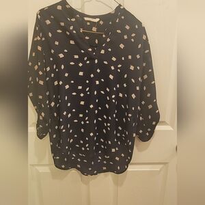 Lush navy and taupe blouse